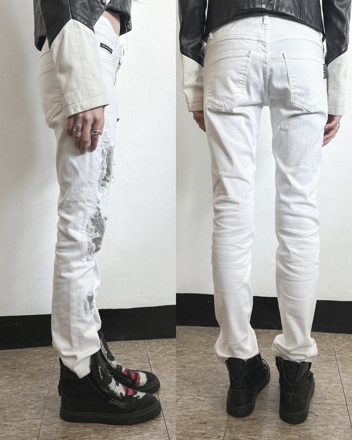 rare* 필립플레인 오피움 스터드 디스트로이드 바이커데님 상품이미지2