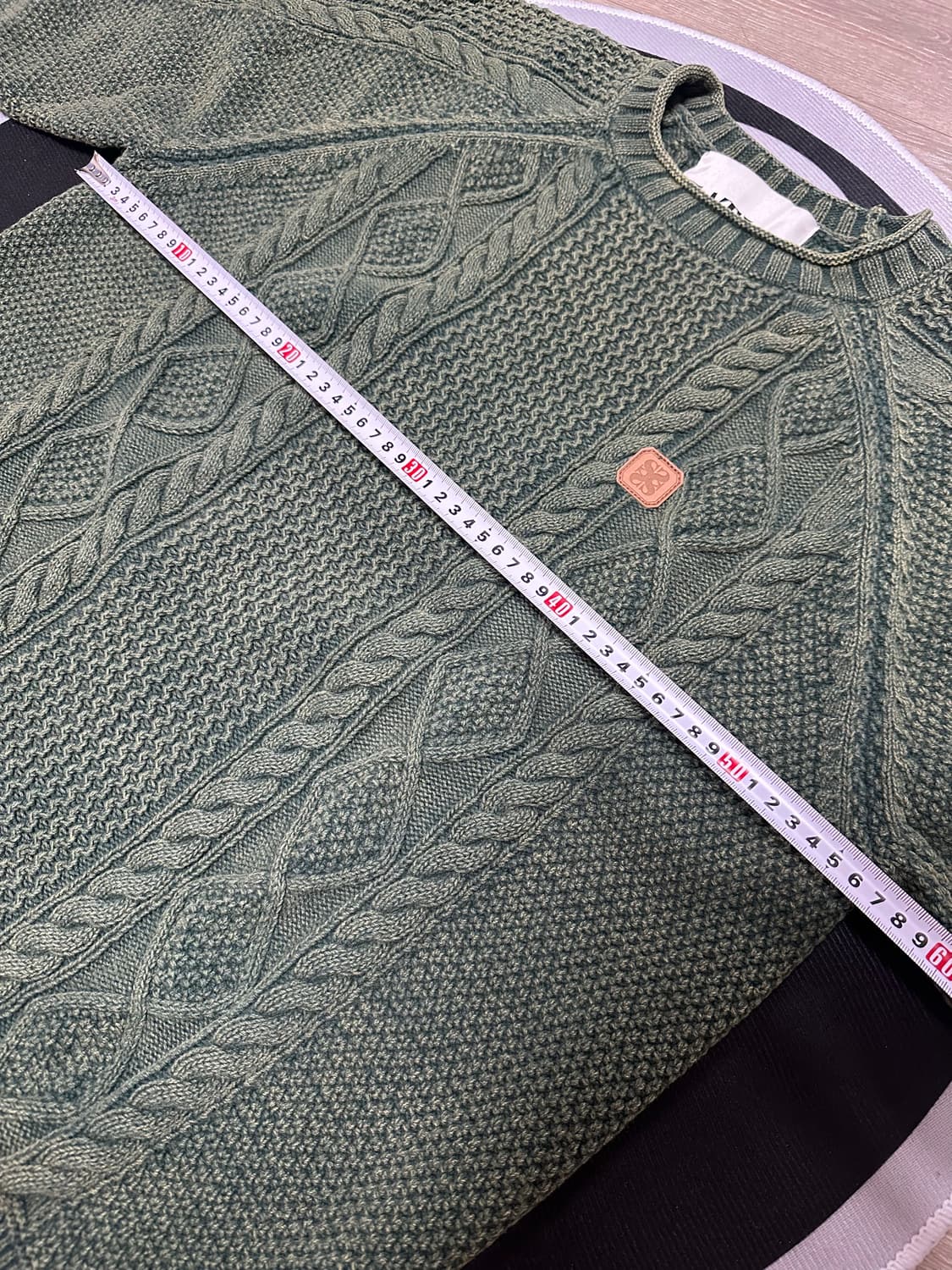 (XL) 세터 아란 케이블 니트 워시드그린 상품이미지3