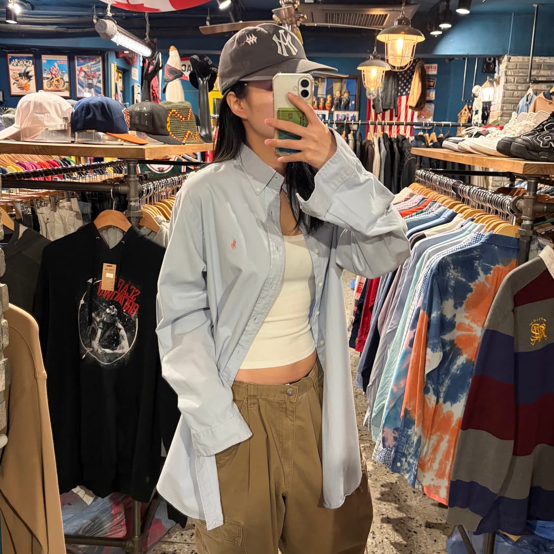 polo 폴로 핑크 자수 블루 긴팔 셔츠 상품이미지2