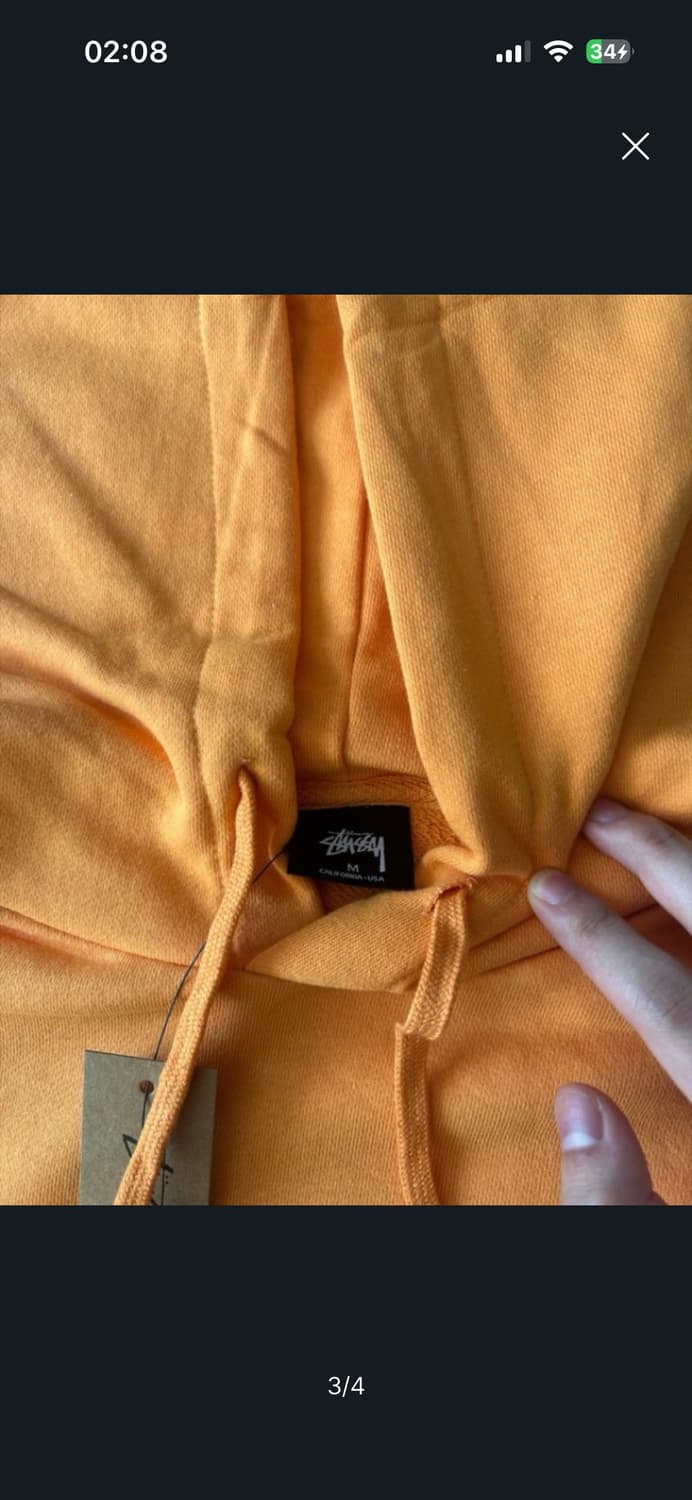 스투시 스탁 아플리케 로고 후드티 (탠저린) 상품이미지3