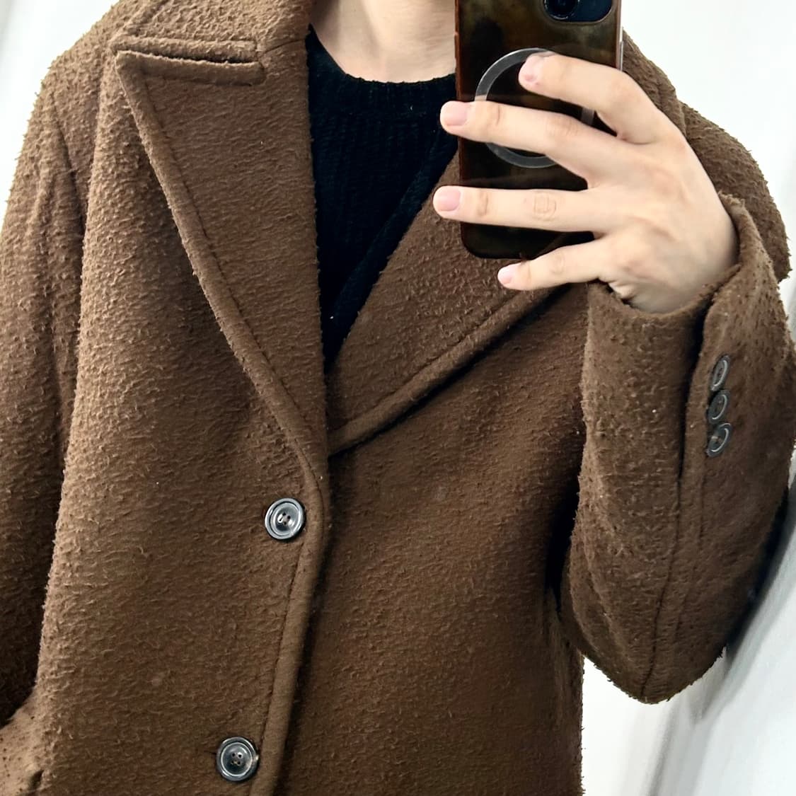 우영미 부클 울 롱코트 상품이미지3