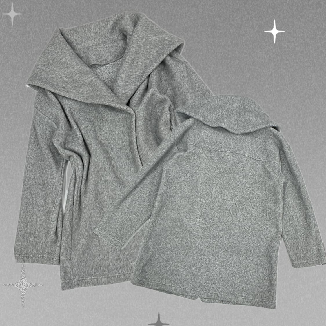 케이프st 그레이 코트 아우터  히메갸루 그런지  베이직 미디코트 루즈핏 상품이미지1