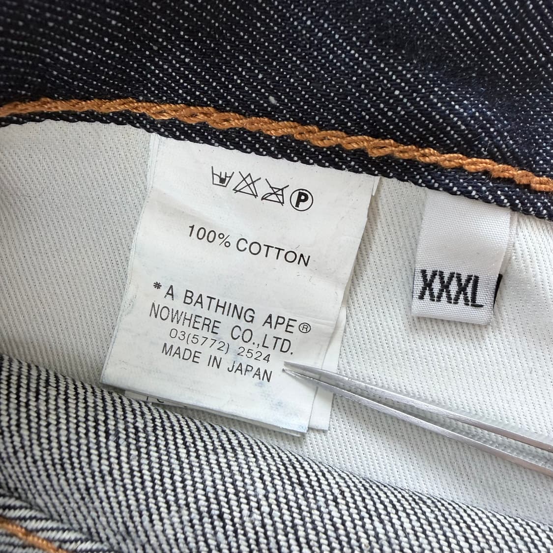 (새상품) 베이프 에이프 헤드 자수 버뮤다 데님팬츠 상품이미지5