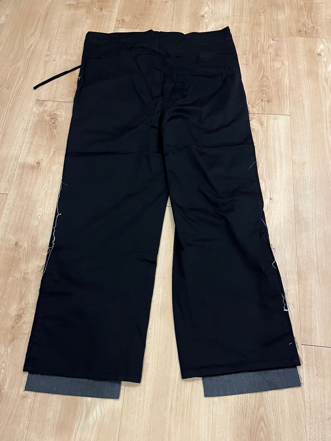 Openyy 오픈와이와이 프론트 스트라이프 레이어드 팬츠 블랙 상품이미지3