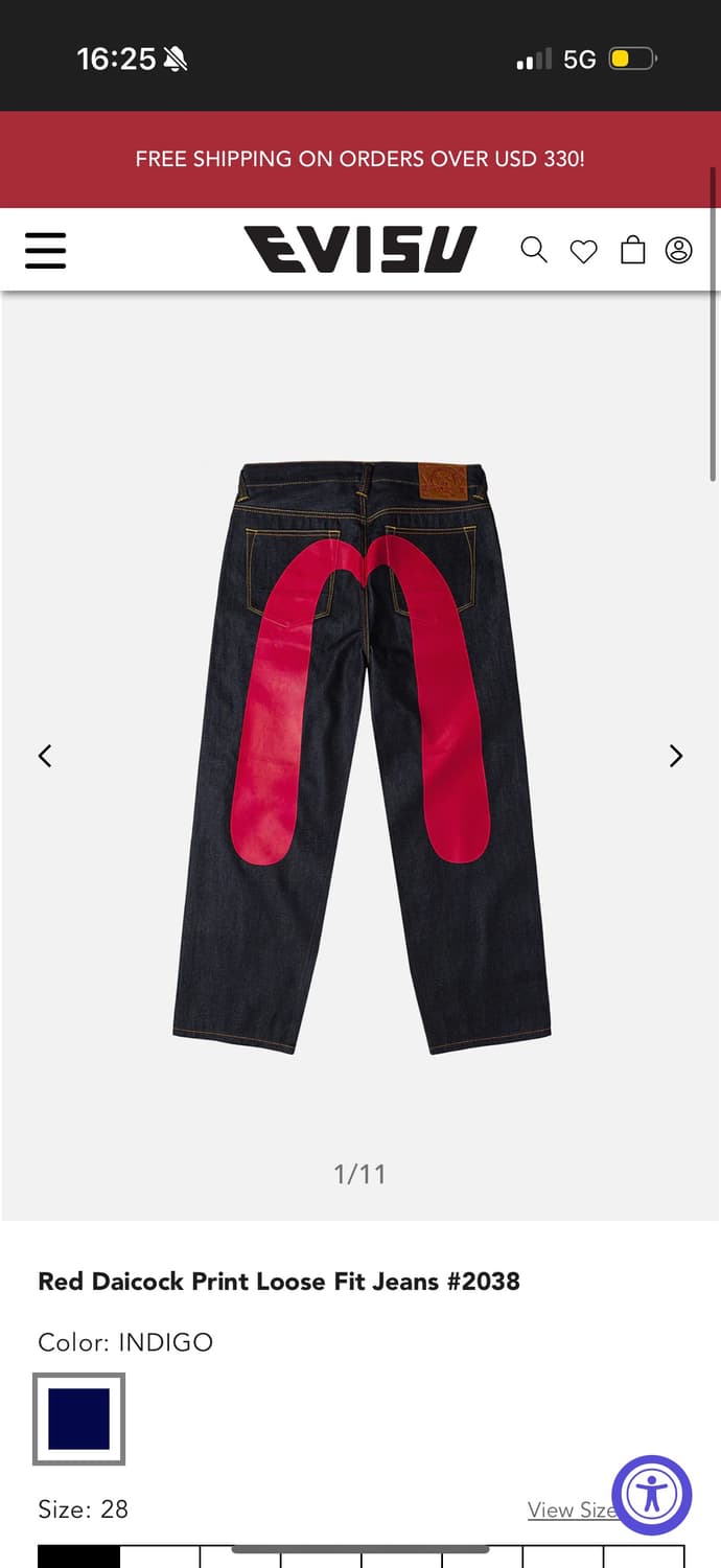 Evisu Red Daicock Print Loose Fit Jeans 상품이미지2