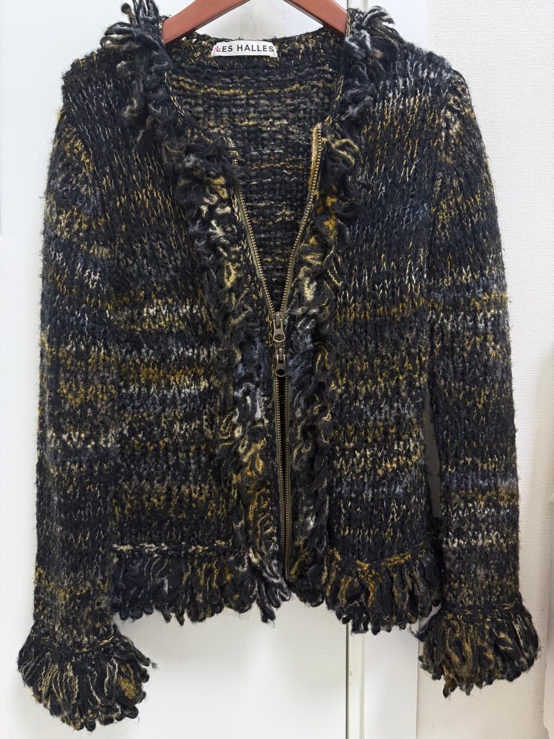 투웨이 부클 울 니트 가디건 집업 헤어리 상품이미지3