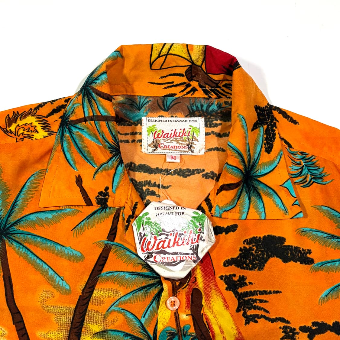 Waikiki 오렌지 야자수 하와이안셔츠 M 상품이미지6