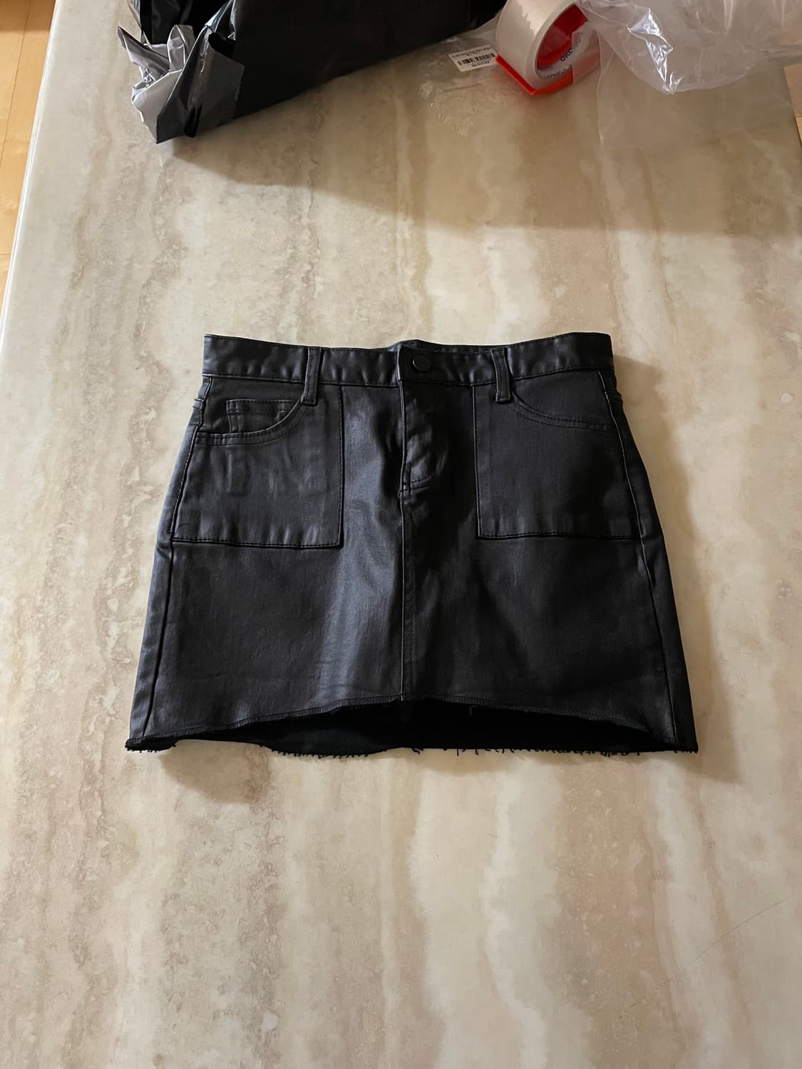 새상품 레더 카고 미니 스커트 가죽 치마바지 M 상품이미지1