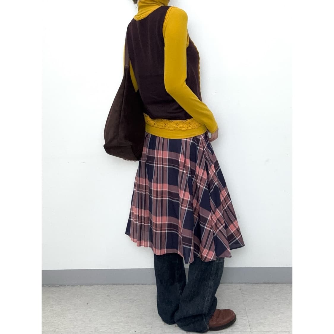 빈티지 히피 롱슬리브 크로셰 슬리브리스 코디 세트 상품이미지3