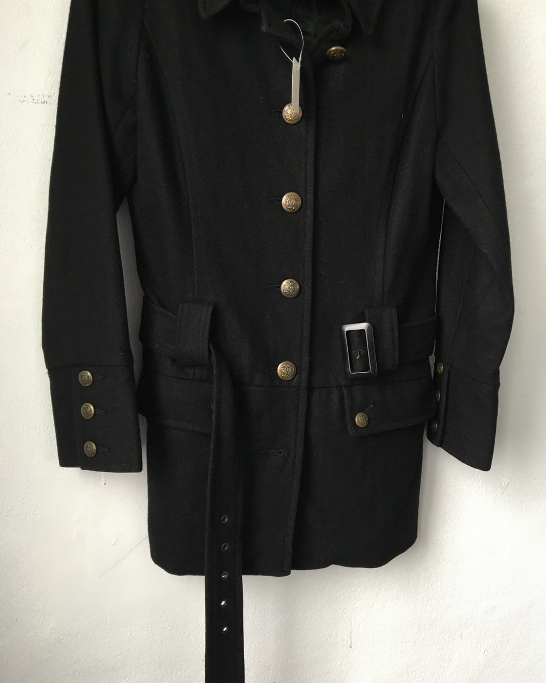 High neck belted woolen jacket 상품이미지3