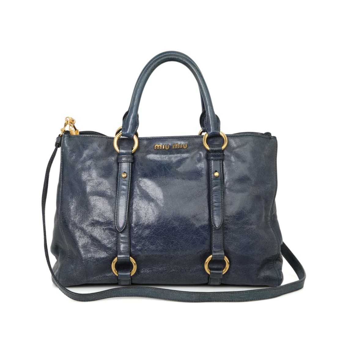 미우미우 비텔로 샤인 토트백 블루 보스턴 RN1037 상품이미지10