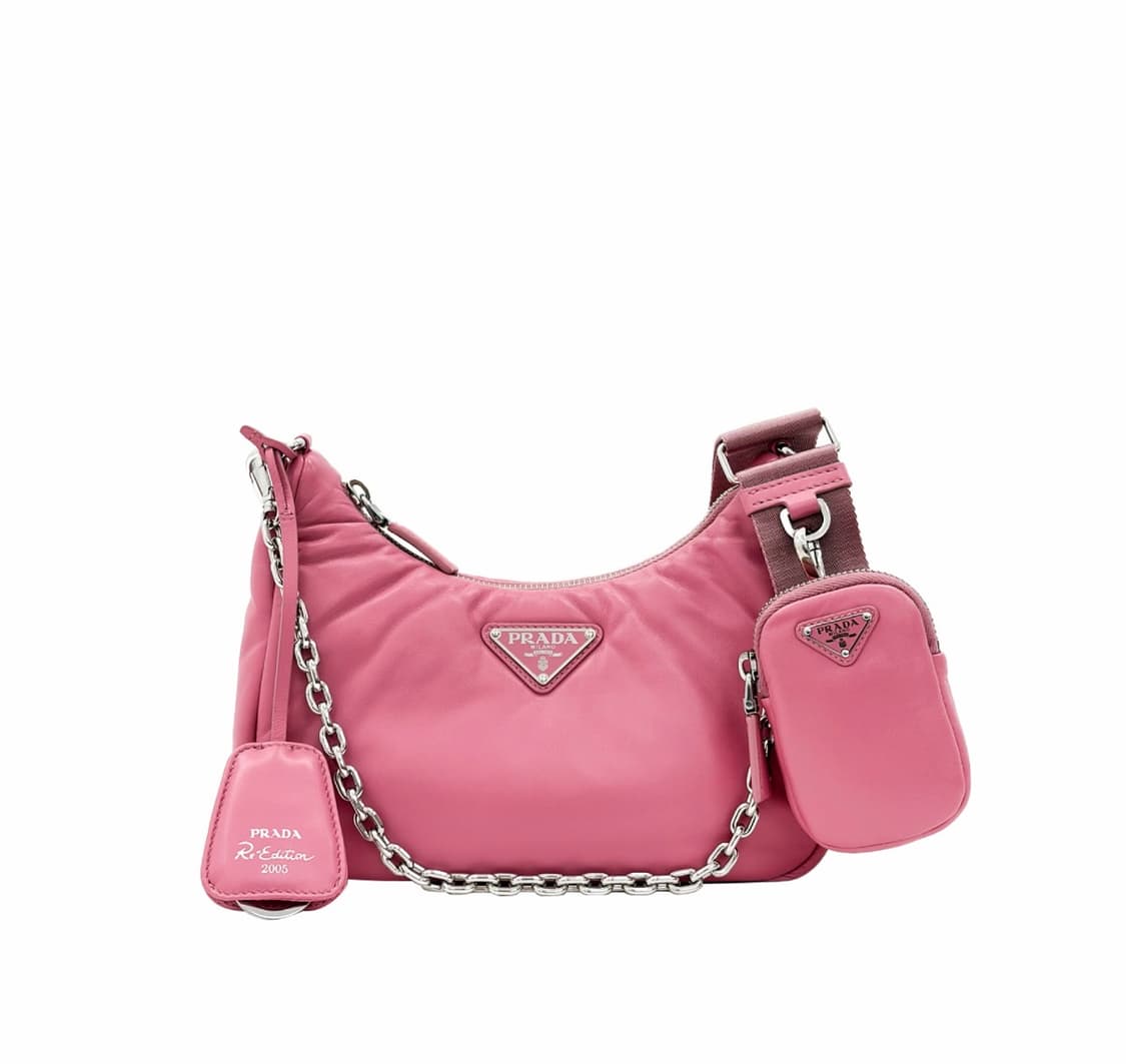 프라다 여성 패딩 나파 레더 리에디션 2005 숄더 호보백 크로스백 핑크 상품이미지1
