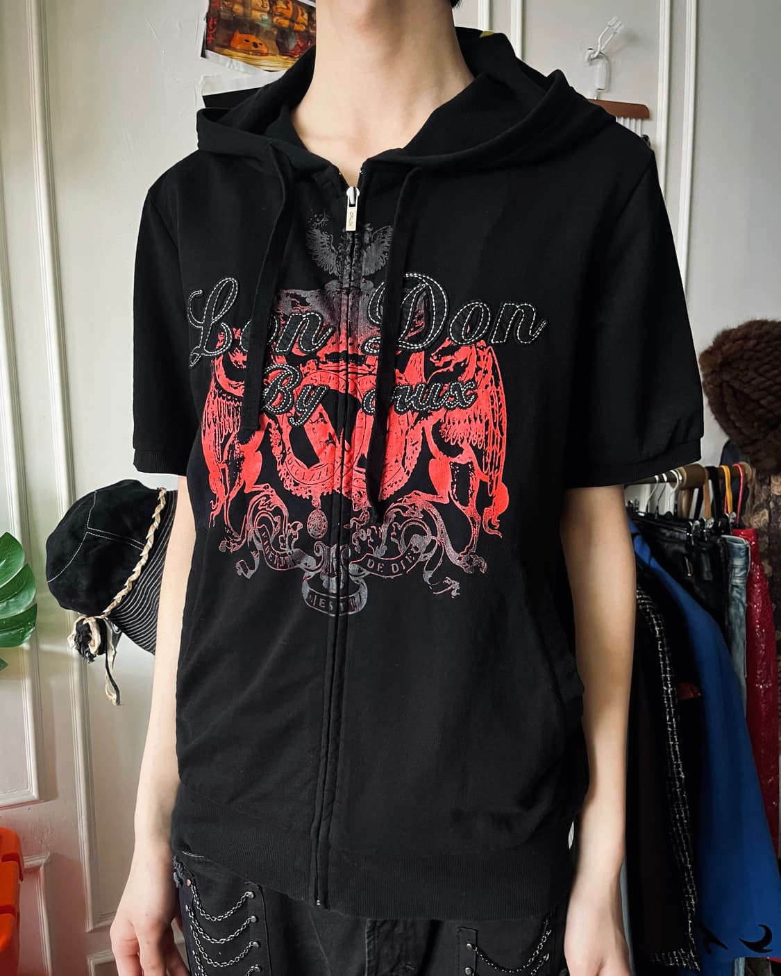 90-00s Vintage Gothic 1/2 Hood Zip-up 상품이미지2