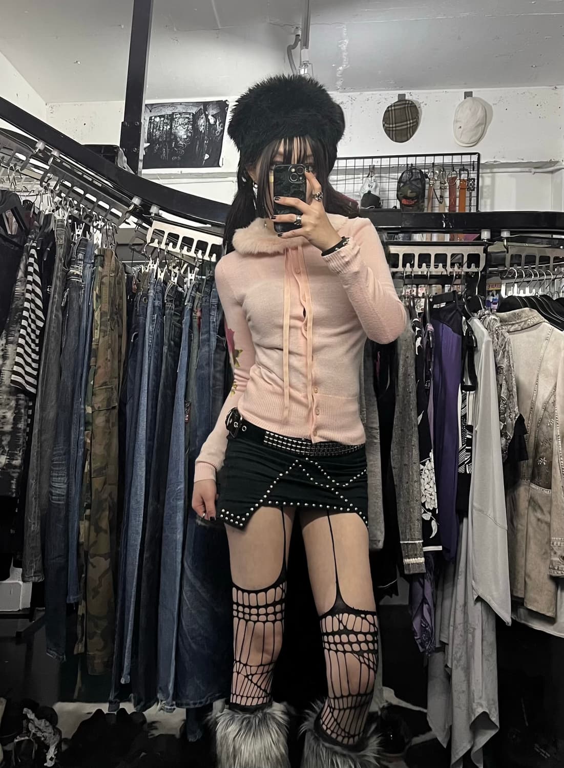 장미 프린팅 카라 퍼 가디건 상품이미지1