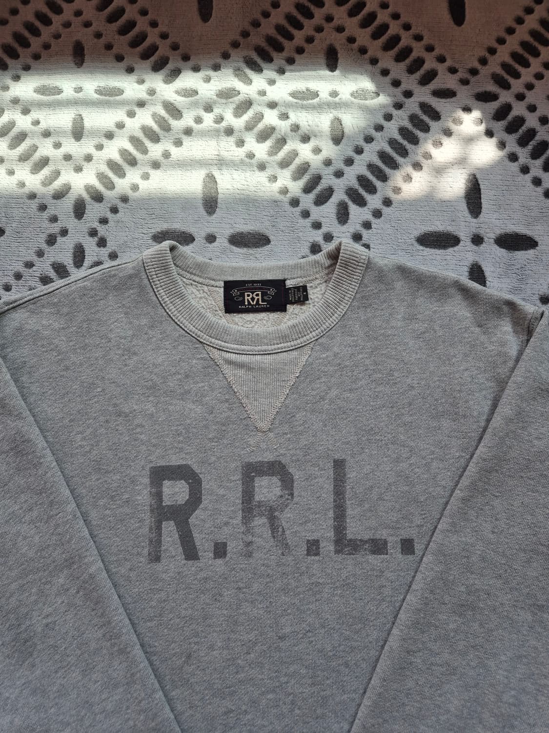 rrl 더블알엘 로고 크루넥 플리스 스웻 맨투맨 그레이 상품이미지2