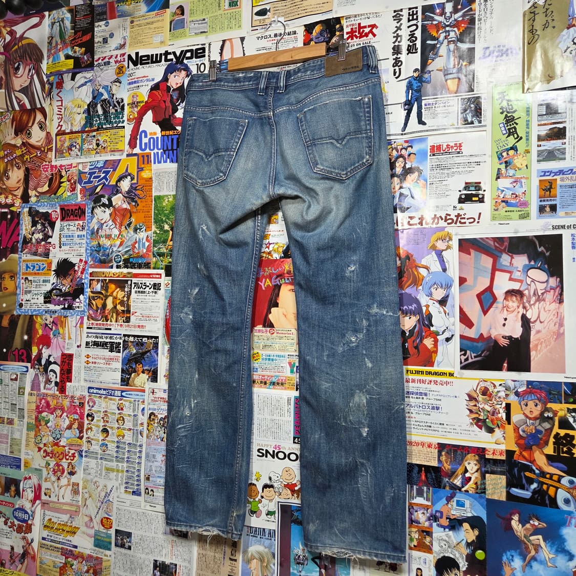 디젤 중청 디스 데미지 버튼플라이 데님 팬츠 상품이미지5