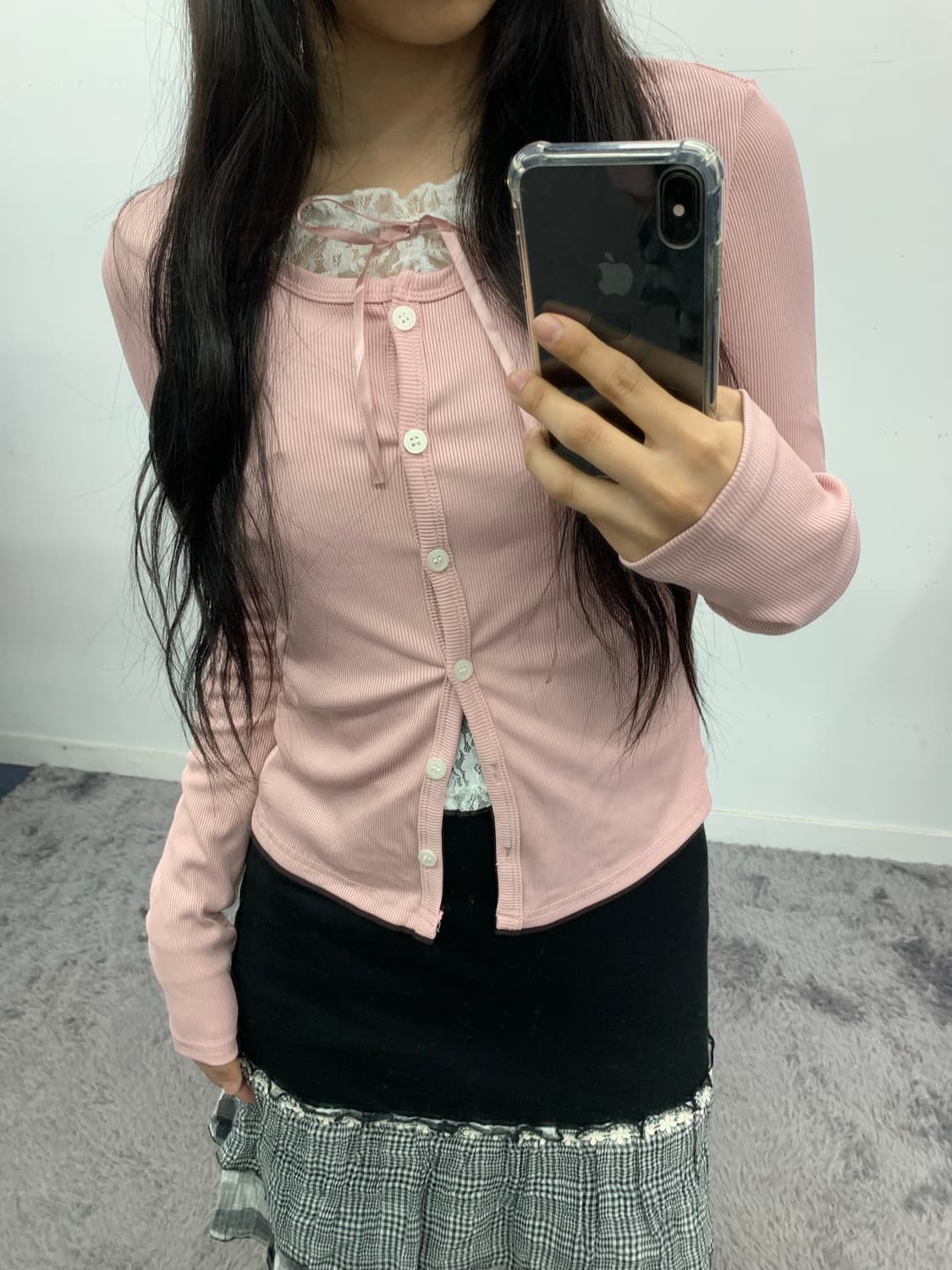 레이스 레이어드 리본 가디건 상품이미지2