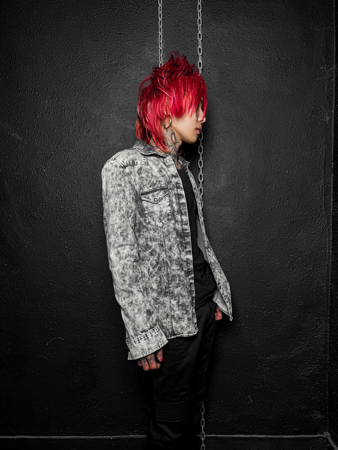 Acid Wash Denim Western Shirt 상품이미지3