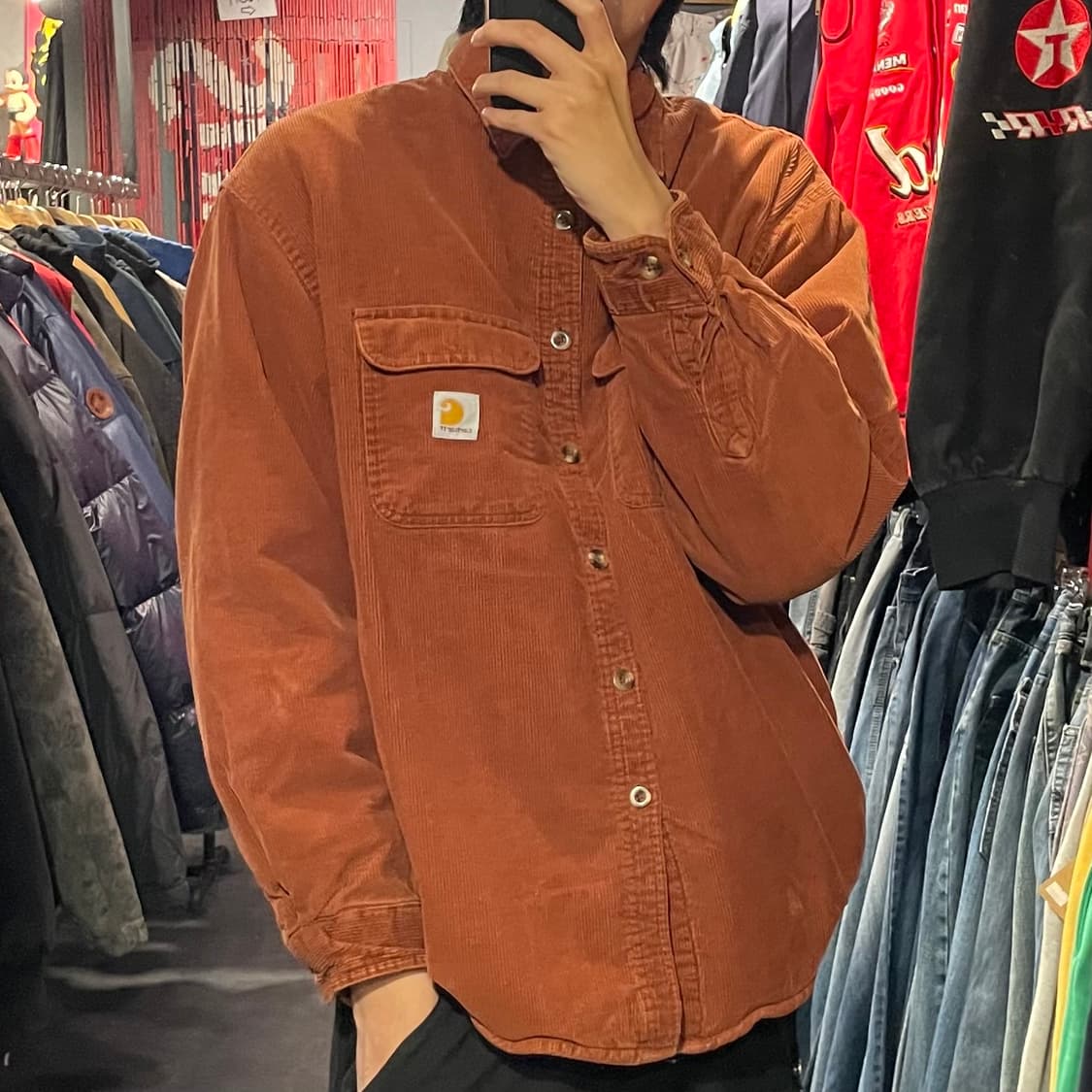 [IM] carhartt 칼하트 오렌지 코랄 코듀로이 긴팔셔츠 상품이미지6