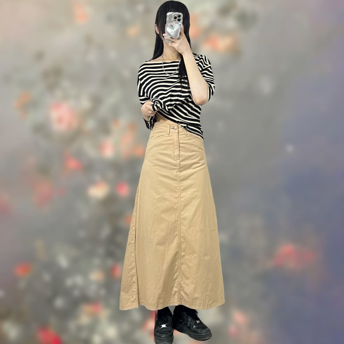 A라인 코튼 롱 스커트 상품이미지1