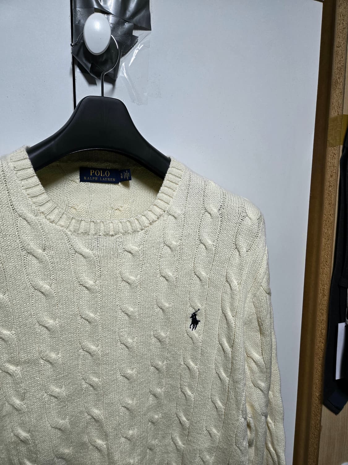 폴로 울캐시미어 케이블 니트 스웨터 XL. 아이보리 크림 105 110 상품이미지2