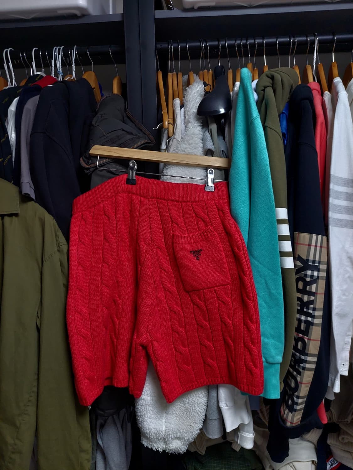 프라다 버건디 케이블 캐시미어 니트 반바지 48 백화점판 상품이미지3