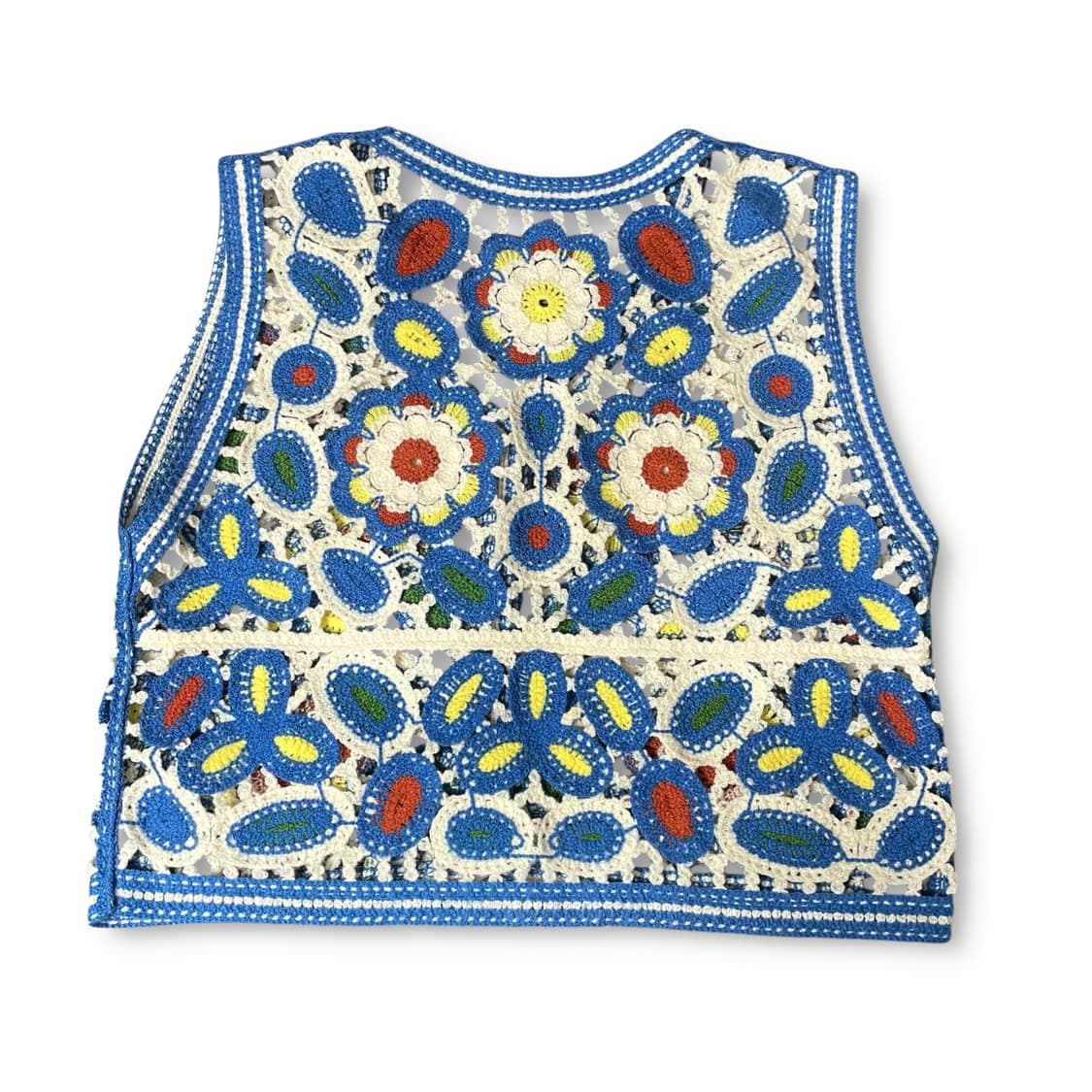 빈티지 블루 플라워 그물 조끼 가디건 상품이미지2