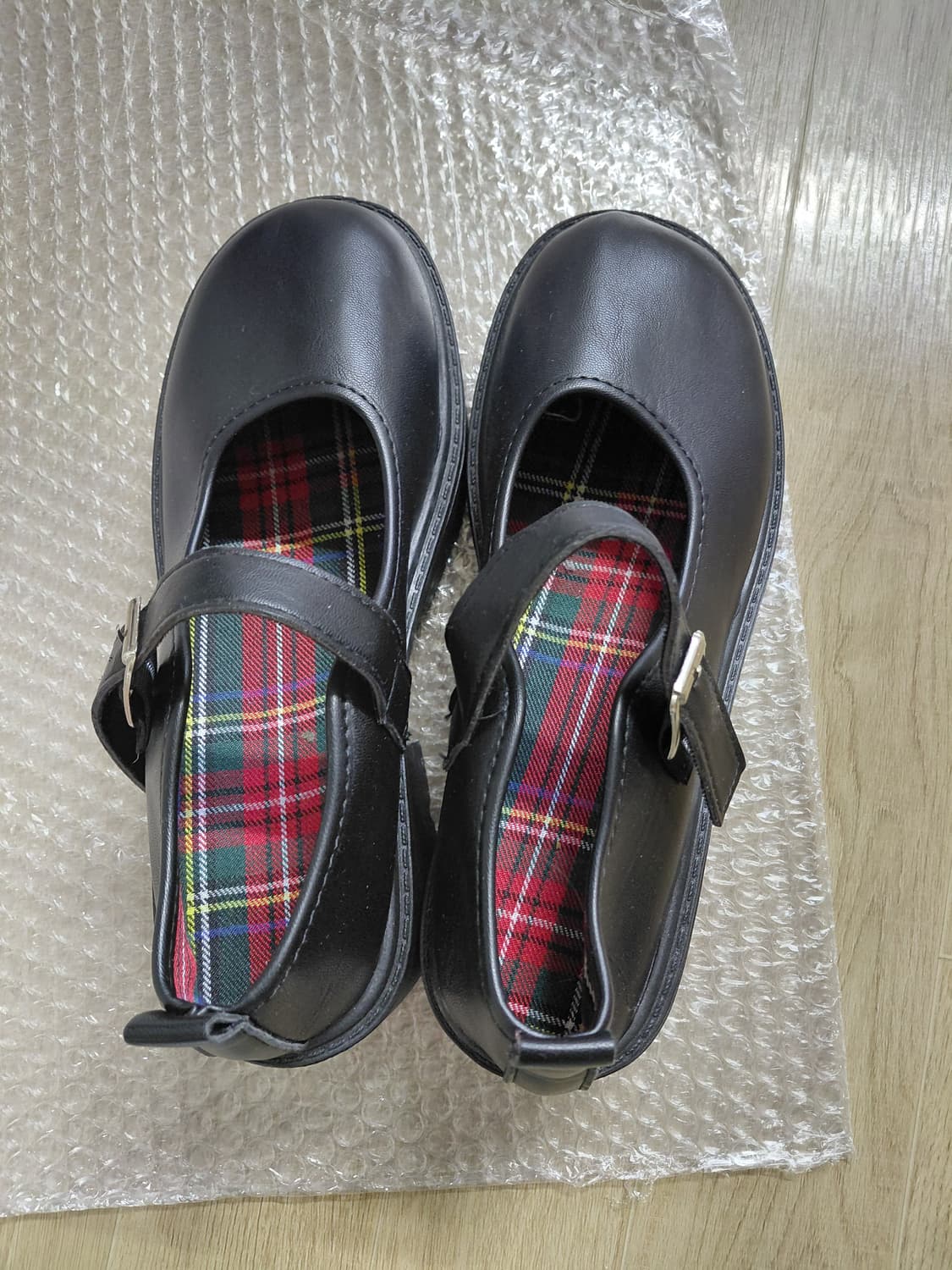 체크 안감 메리제인 통굽구두 250 상품이미지1