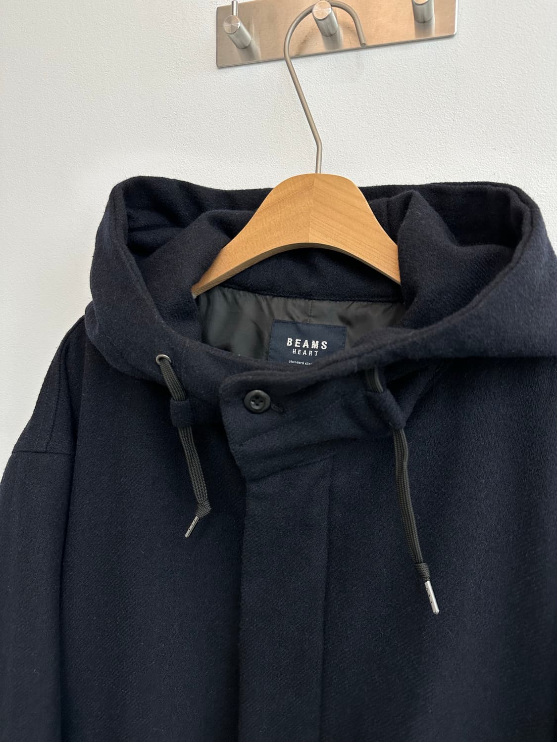 BeAMS 빔즈 울 모즈 코트 M-51 M-65 후드 다크 네이비 m 상품이미지4