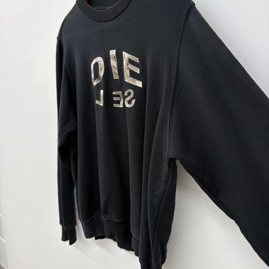 디젤 블랙 로고 맨투맨 티셔츠 공용 S 상품이미지3