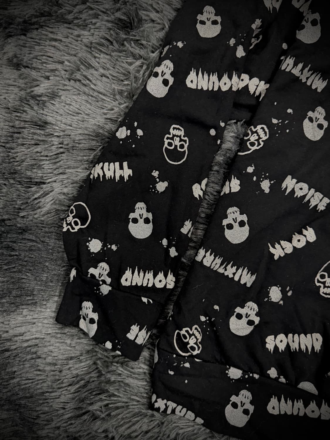 해골 패턴 블랙 악마귀 디테일 펑크 후드집업 상품이미지5