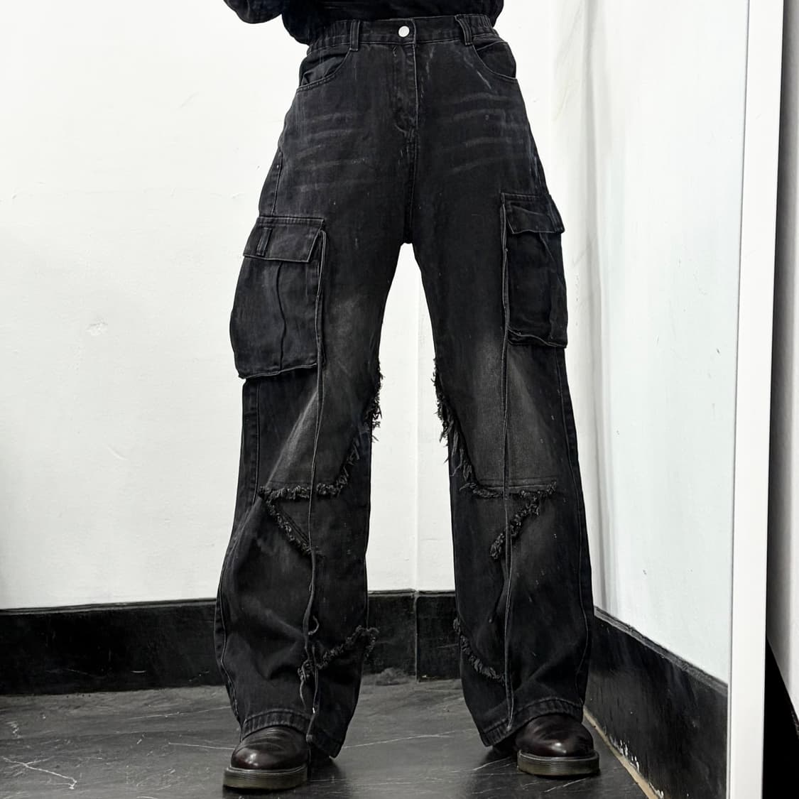 (새상품) 알프릭에덴 스타 와이드 데님 카고 팬츠 상품이미지2