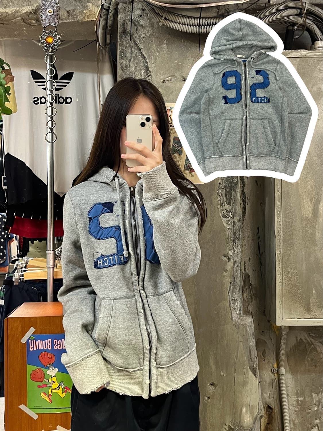 아베크롬비 후드집업 그레이 S #csz448 상품이미지1