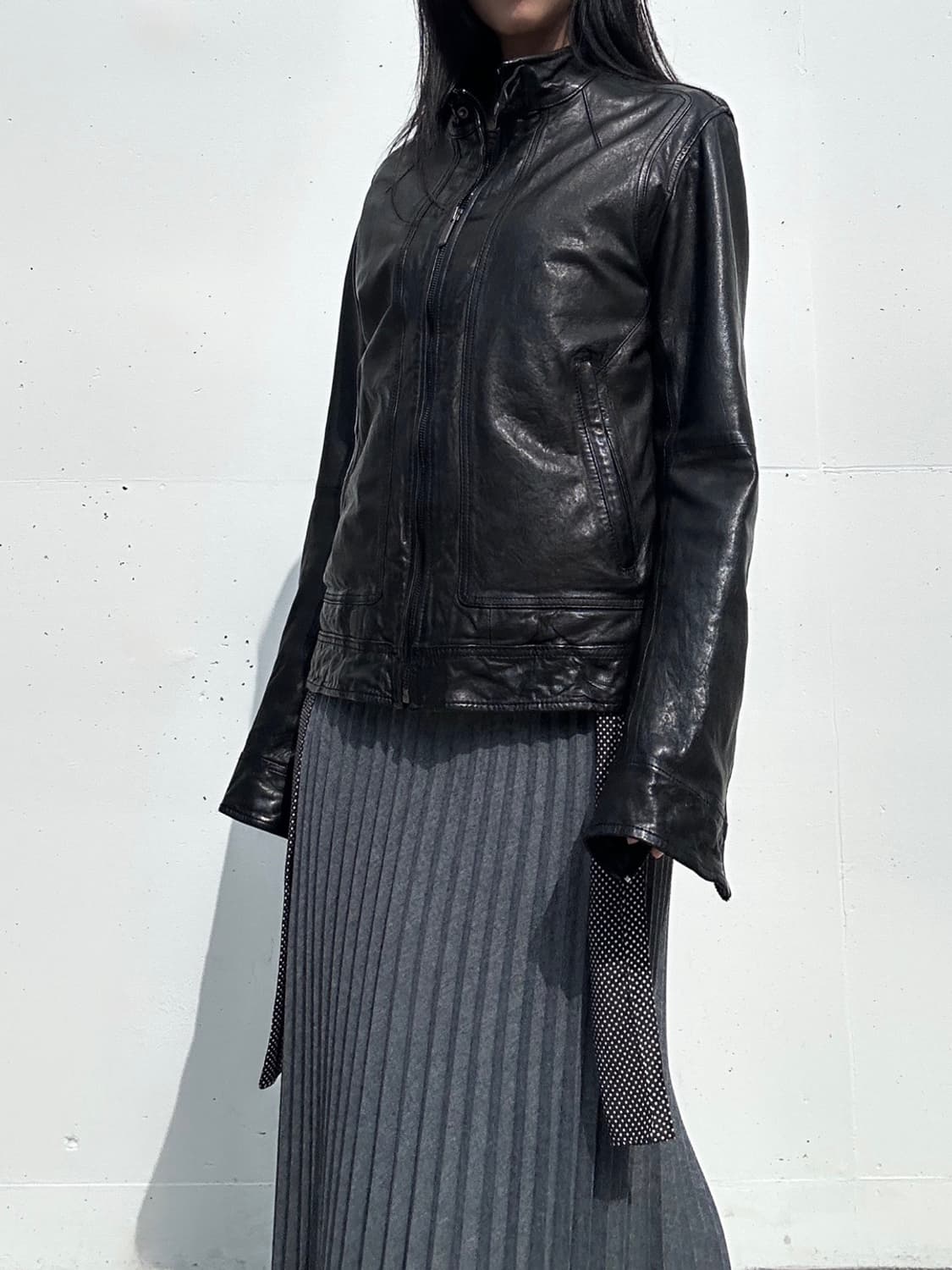 Basic loose lamb skins leather jacket /  상품이미지2