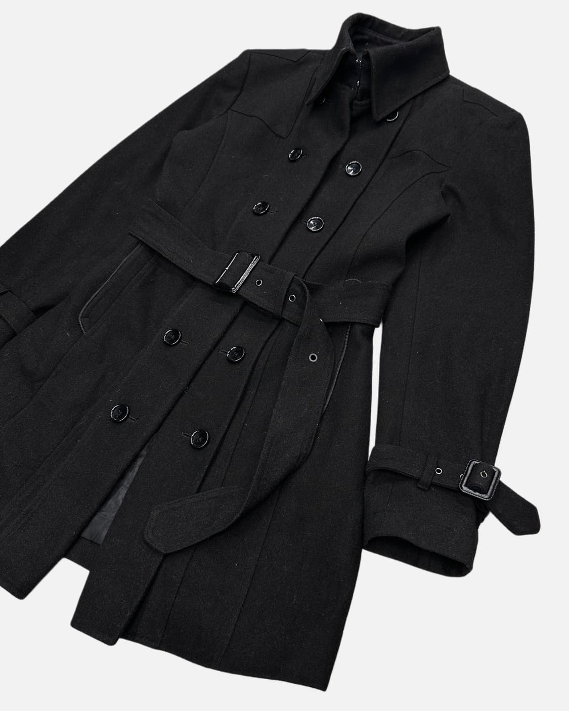 SEMANTIC DESIGN black wool belted coat 상품이미지3