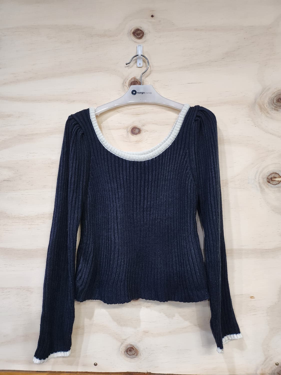 526) 배색 골지 니트 긴팔티 상품이미지1