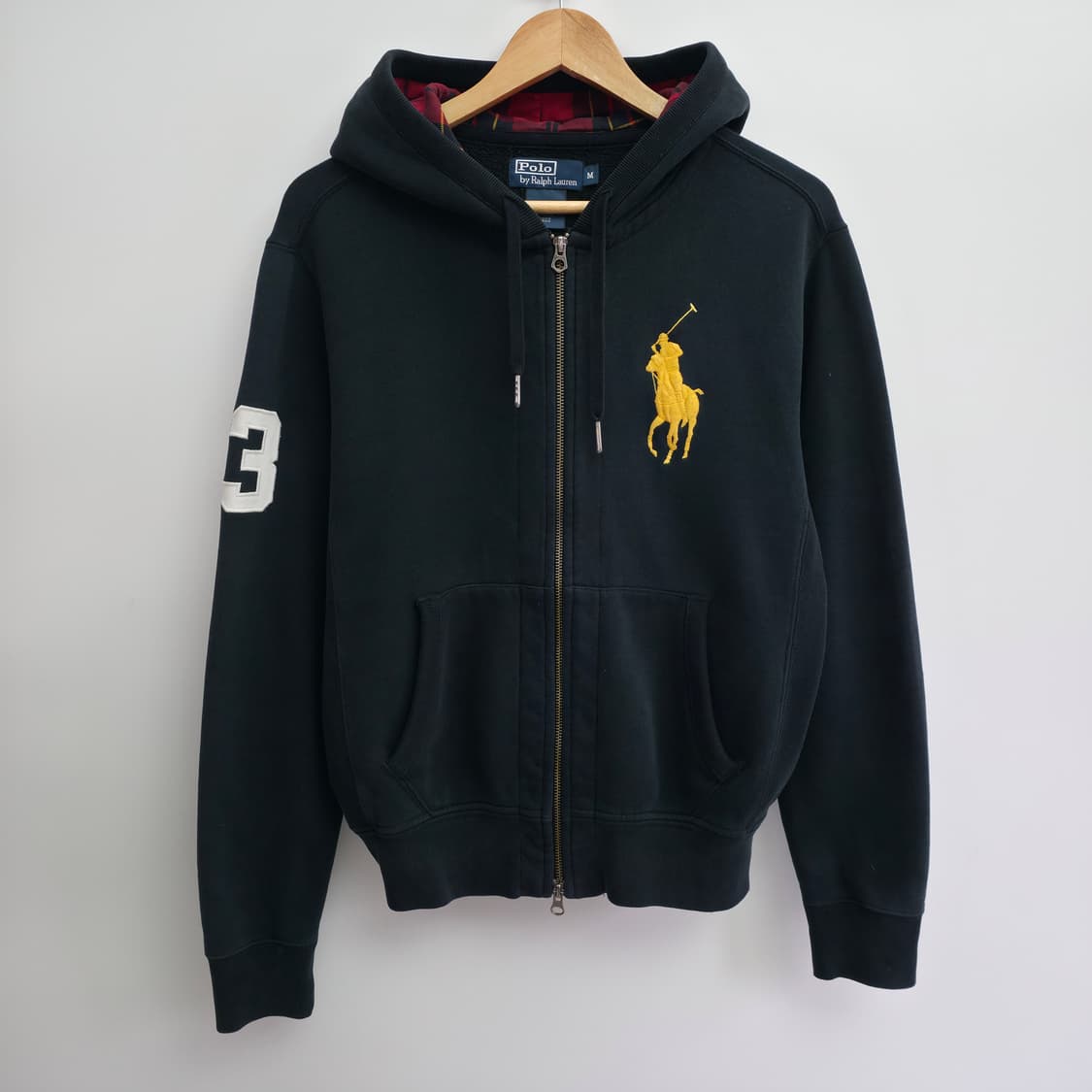 [M] 폴로 랄프로렌 빅포니  체크 후드집업 블랙 상품이미지1