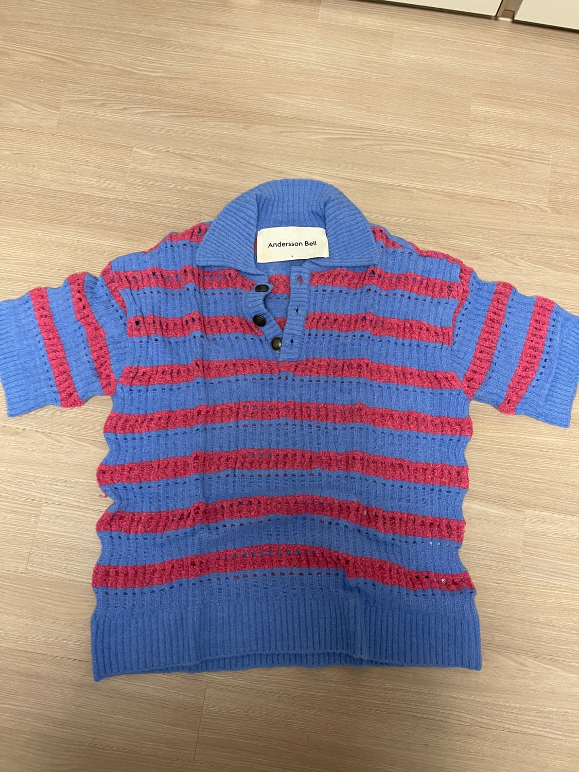 앤더슨벨 버블 스트라이프 폴로 스웨터  상품이미지2