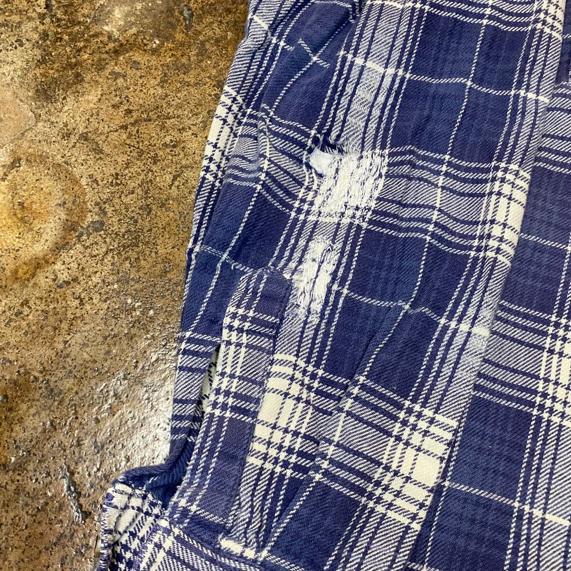 빈티지 에이징 데미지 체크 남방 상품이미지2