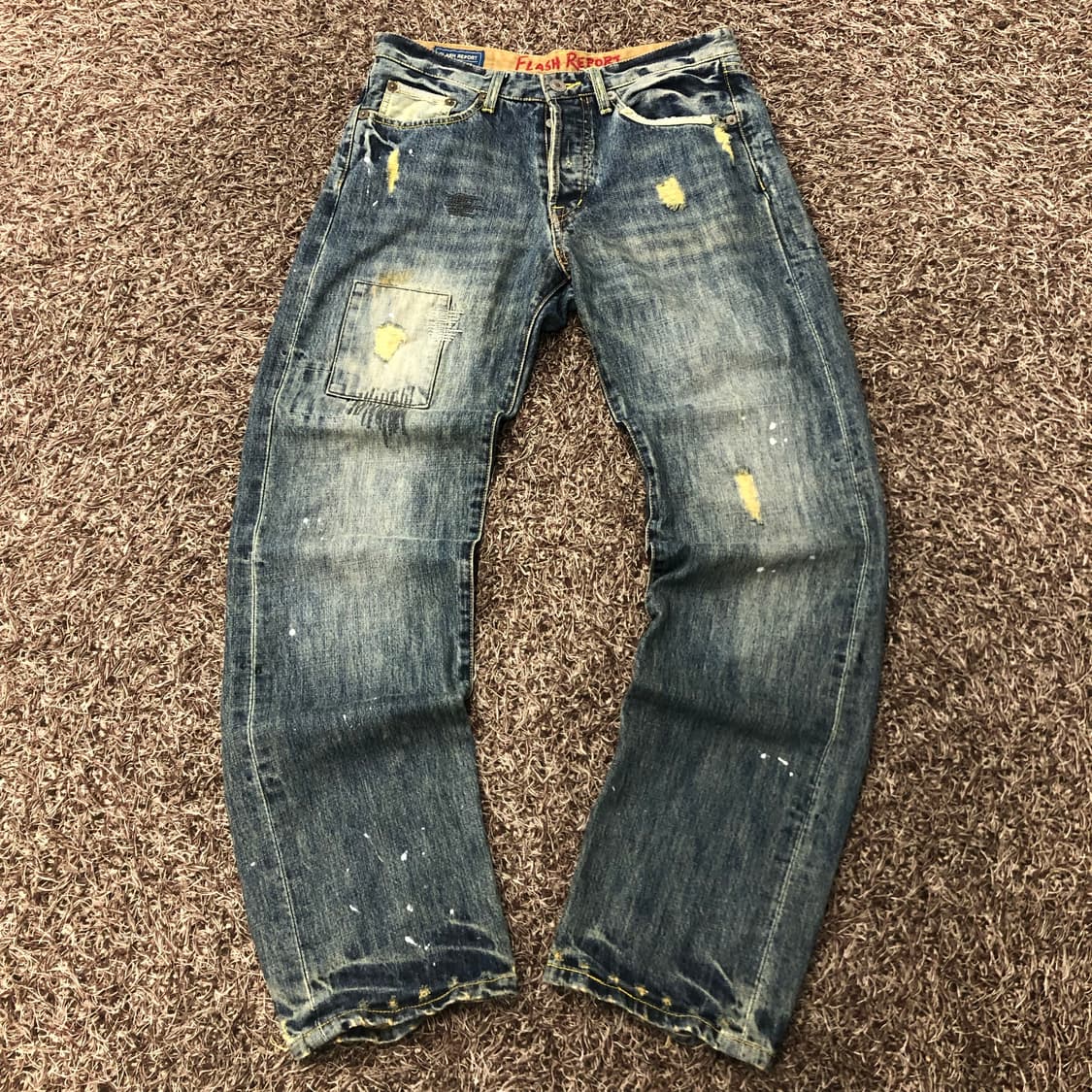 FLASH REPORT JPN 빈티지 워싱 페인트 데미지 데님 팬츠 상품이미지4