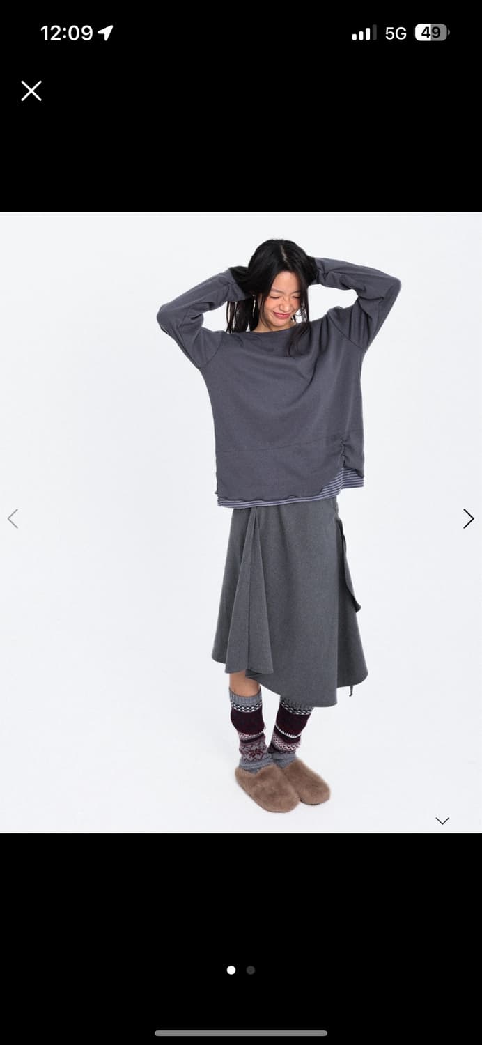 오운서 스트라이프 랩 미디스커트 택 달린 새거 상품이미지1