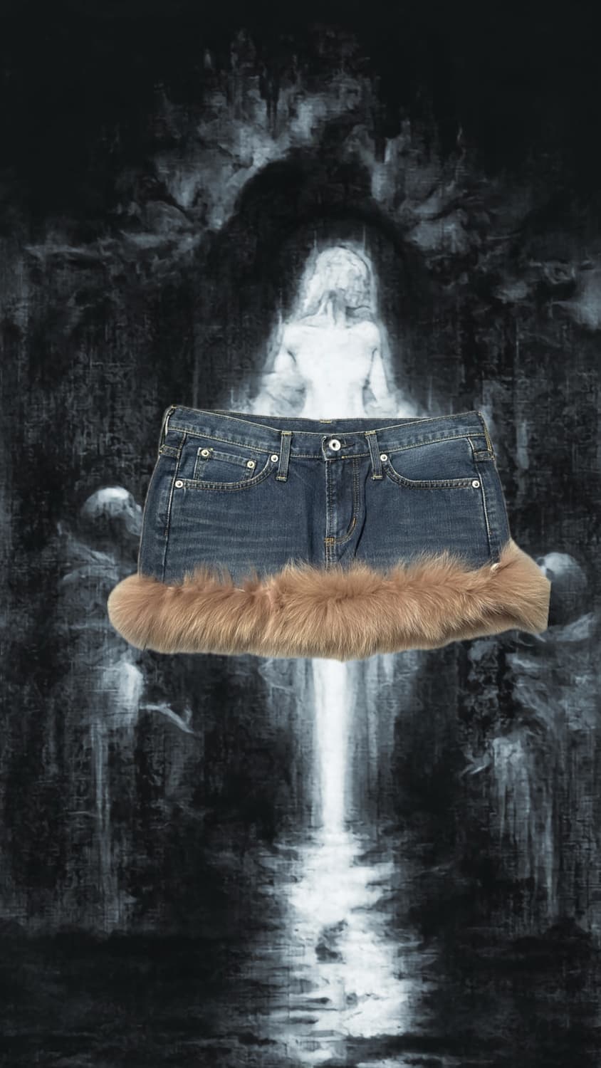 Edwin fur trimming skirt 퍼스커트 상품이미지1