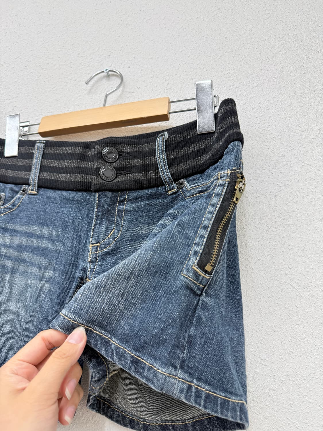 빈티지 갸루 로루라이즈 데님 숏 팬츠 상품이미지3