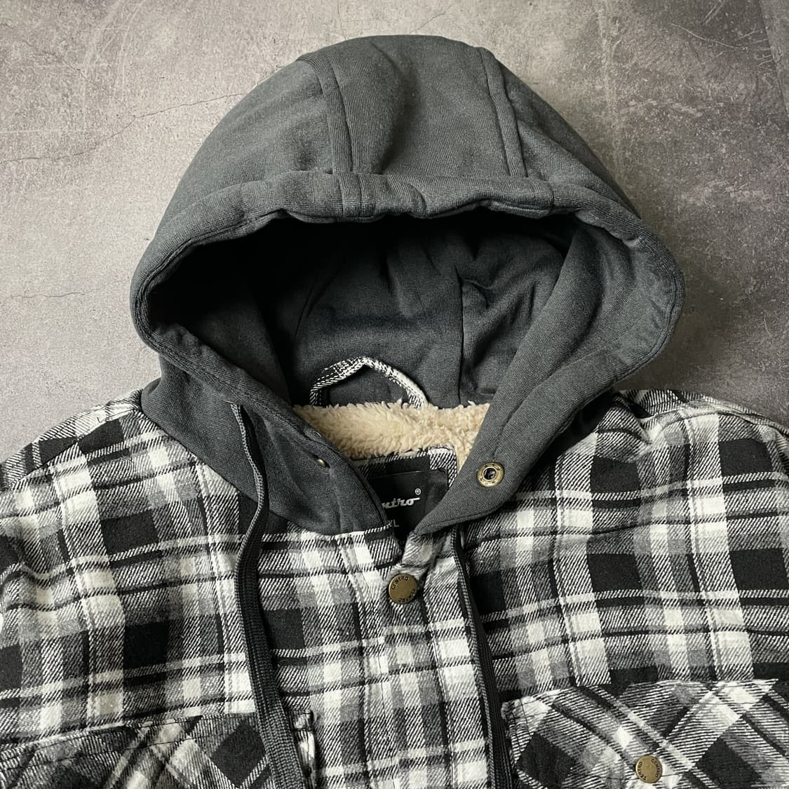 CENTRO 빈티지 체크패턴 플란넬 셰르파안감 후드자켓 A00337 상품이미지2