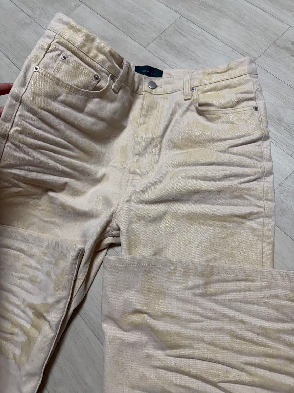 [2] 언더마이카 벨벳 플레어 바지 진 아이보리 상품이미지3