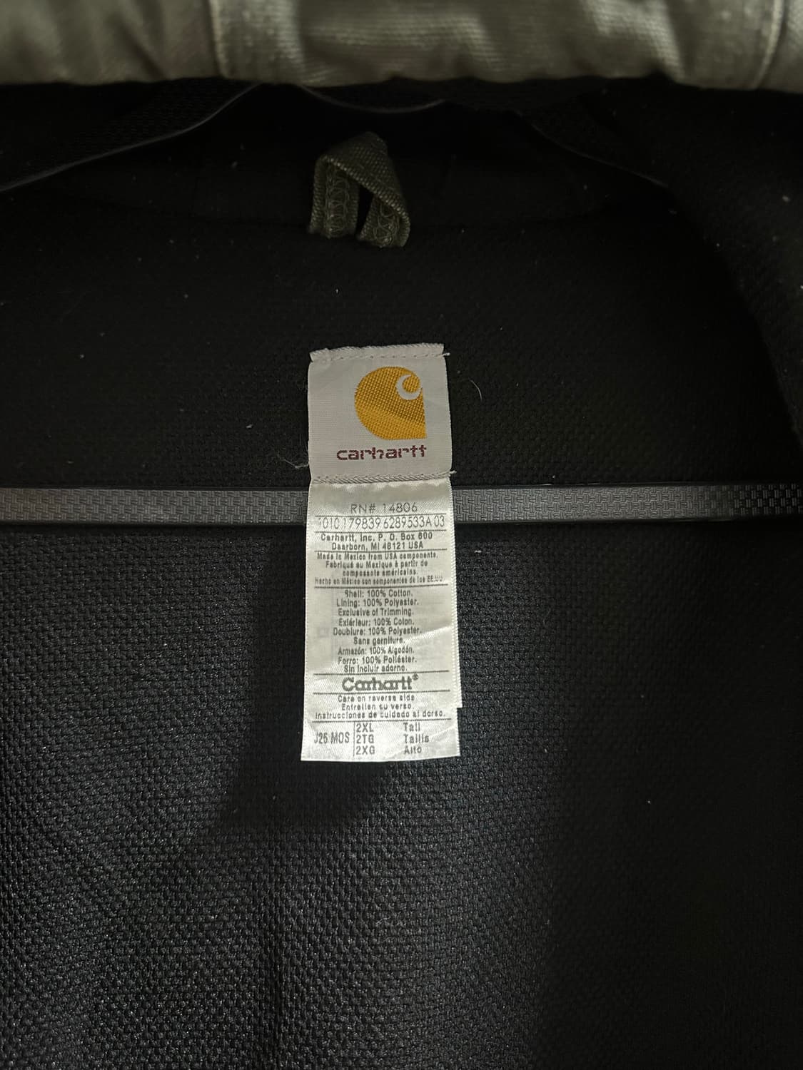 칼하트 모스그린 J25 MOS 액티브 자켓 2XL TALL 상품이미지7