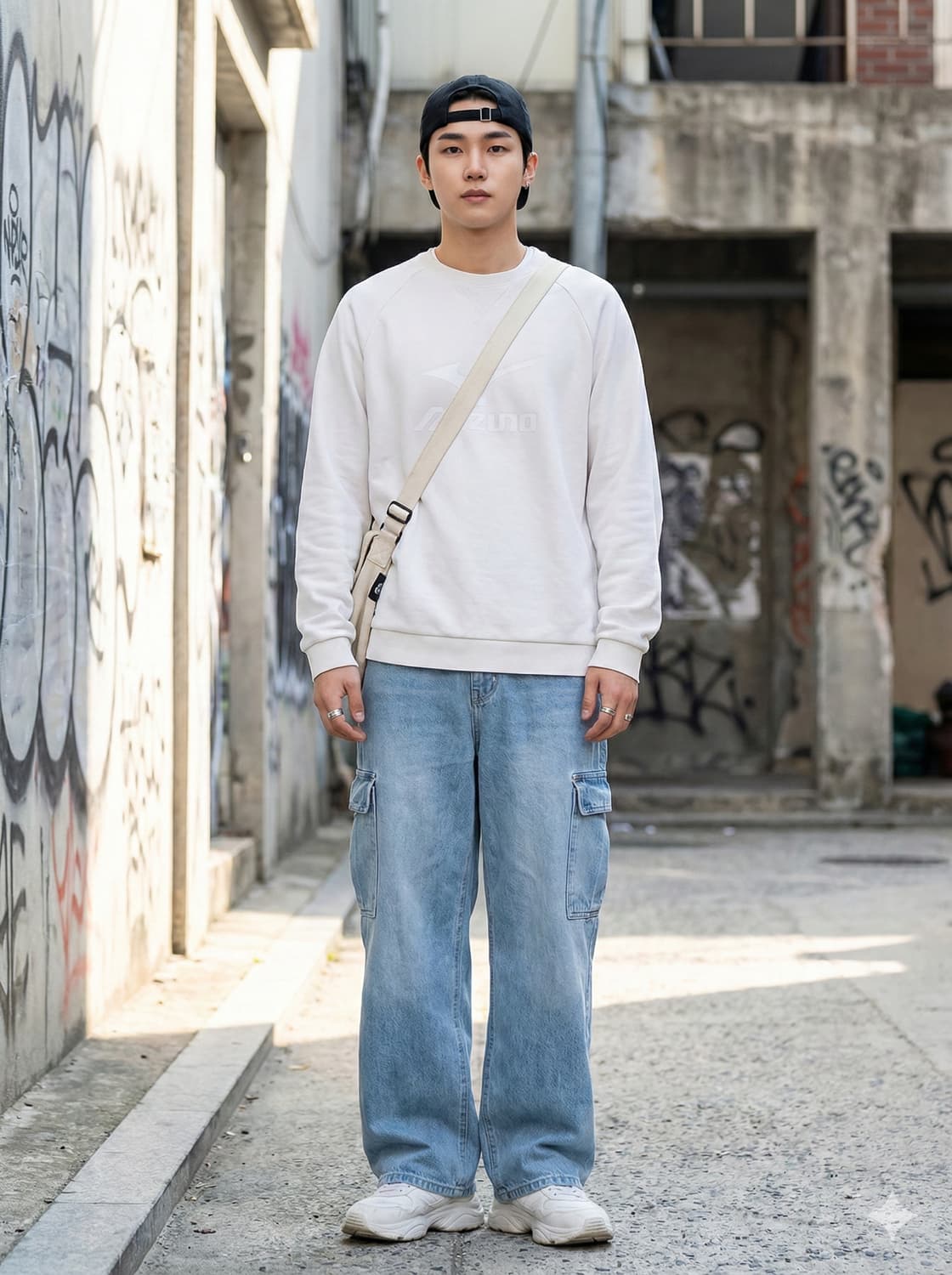 Mizuno 미즈노 화이트 빅로고 라글란 맨투맨 상품이미지1