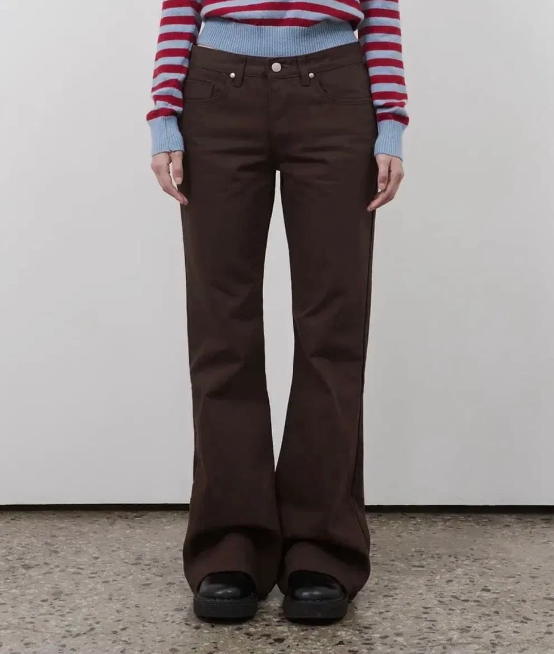 오헤시오 부츠컷 코튼 팬츠 브라운 2 상품이미지1