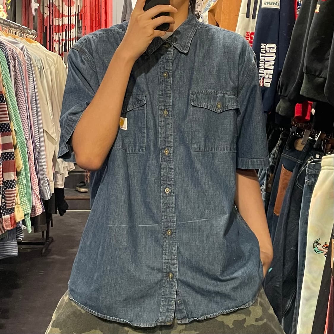 [IM] carhartt 칼하트 진청워싱 데님 반팔셔츠 상품이미지6
