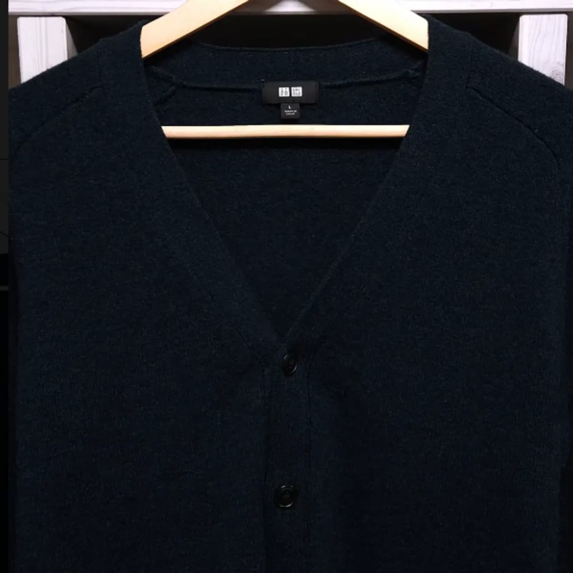 100)유니클로 울 가디건 다크그린 상품이미지2